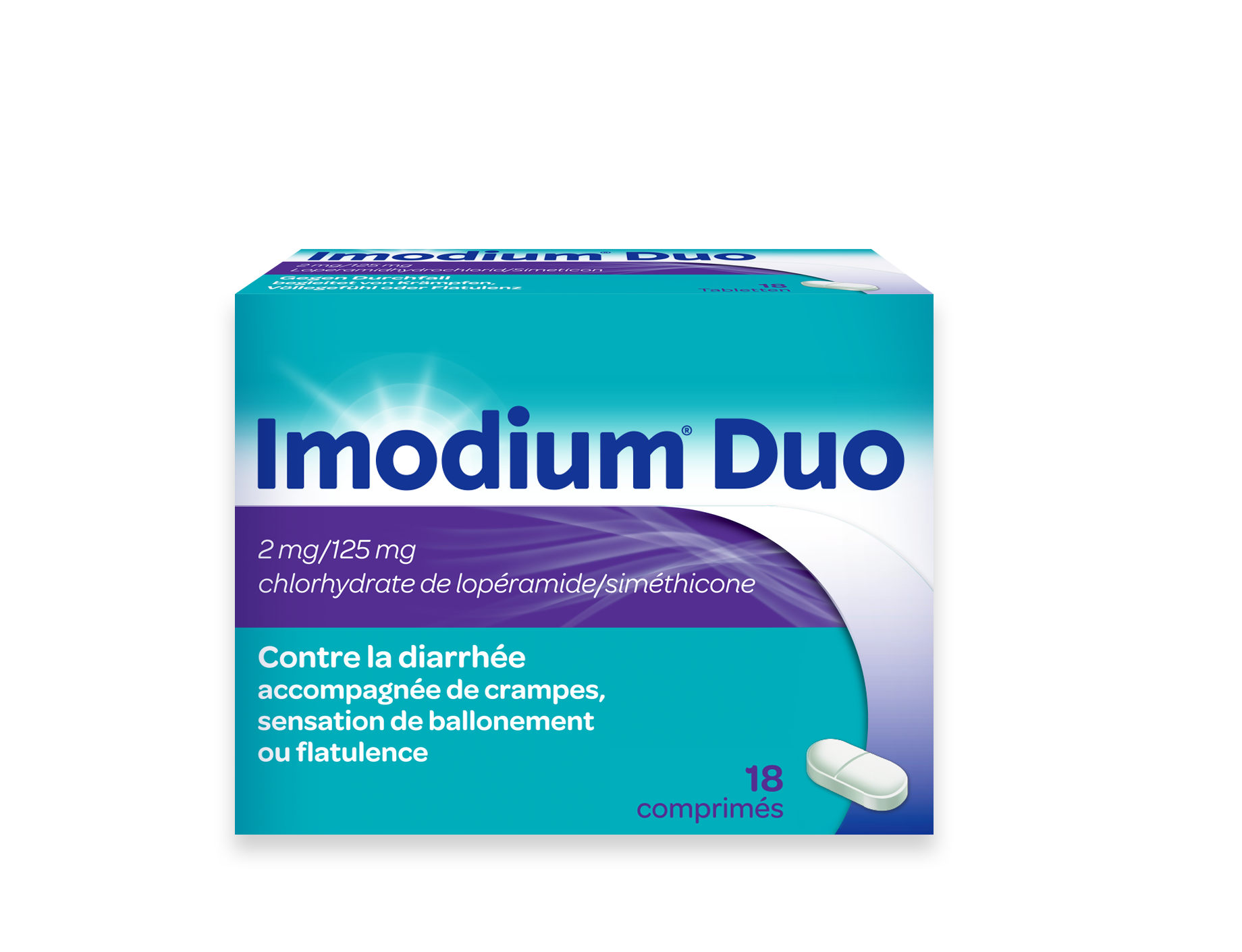 IMODIUM®  Duo (loperamide + simeticon) bij behandeling diarree met pijnlijke krampen