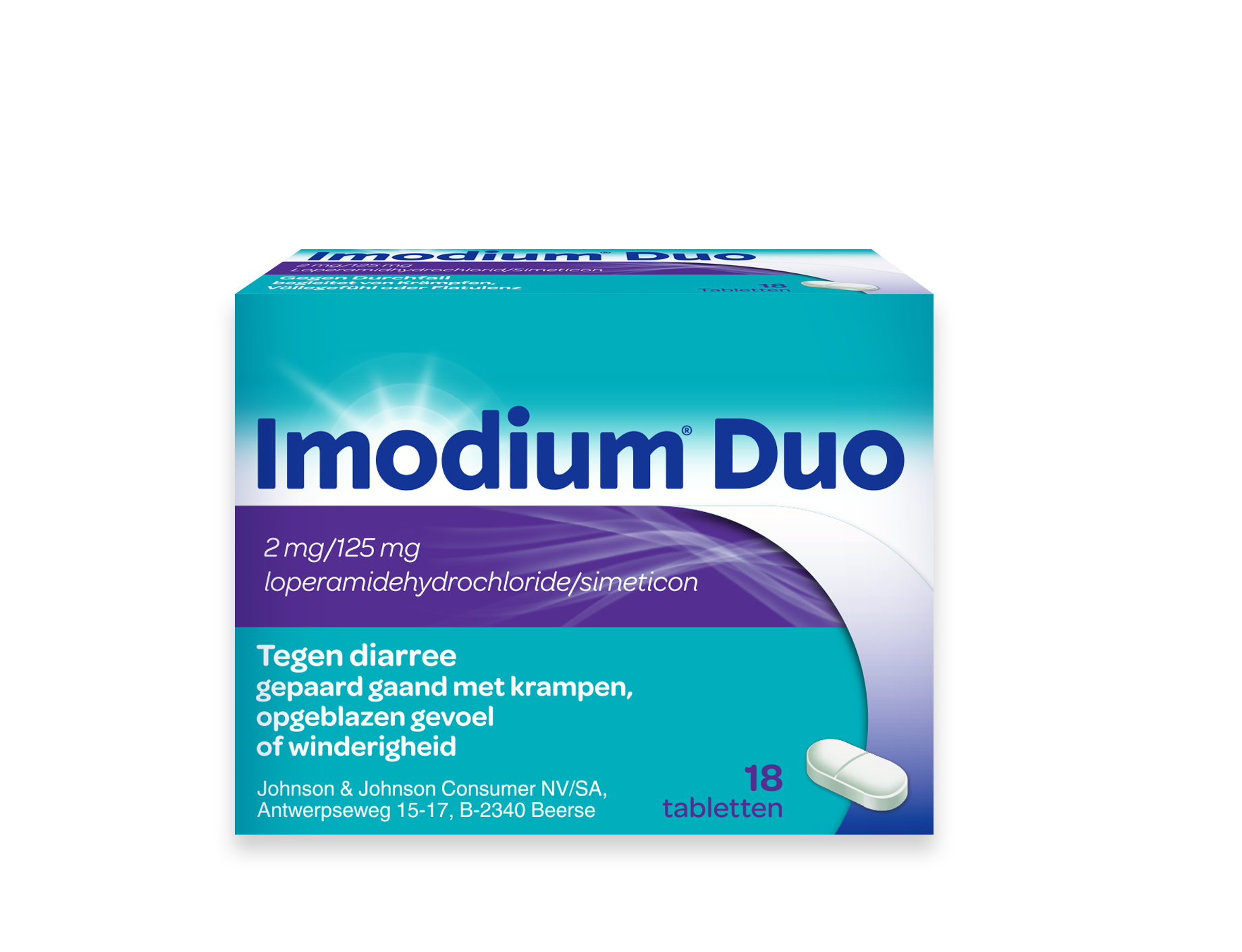 IMODIUM®  Duo (loperamide + simeticon) bij behandeling diarree met pijnlijke krampen